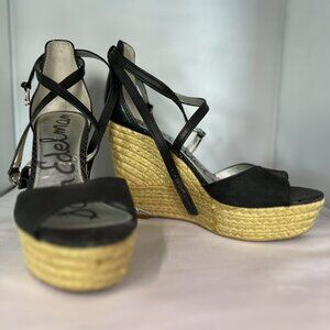 Sam Edelman Platform Sandals, Black Straps, Size 8.5